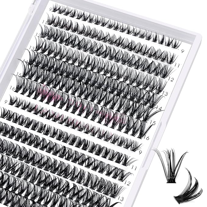 280 Pcs Individual Lashes 40D+50D Mixed Lash Clusters 14 Rows Cluster Lashes that Look Like Eyelash Extensions DIY Lash Extension Self Application At Home (40+50-C-9-16mix)