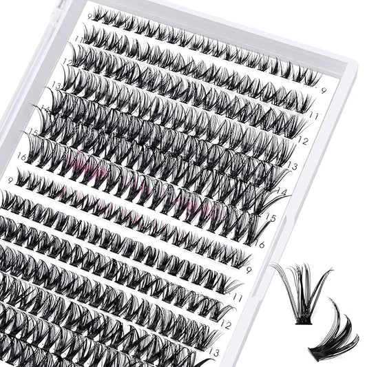 280 Pcs Individual Lashes 40D+50D Mixed Lash Clusters 14 Rows Cluster Lashes that Look Like Eyelash Extensions DIY Lash Extension Self Application At Home (40+50-C-9-16mix)