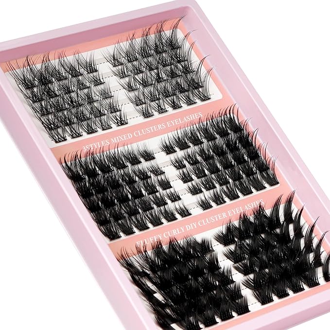 Fairy Lash Clusters Fox Eye Cluster Lashes Manga Left & Right Eyelashes Clusters DIY Individual Lashes Extension, 3 Styles Soft C Curl Individual Fluffy Eyelash Cluster (WY02)