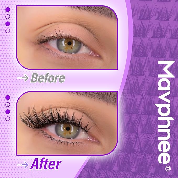 Wispy Lash Clusters Kit Natural Cluster Eyelash Extensions Kit DIY Lash Extensions Kit CC-Curly Clean Makeup 10-16MM Beginner-Friendly Lash Bond and Seal Kit 132Pcs