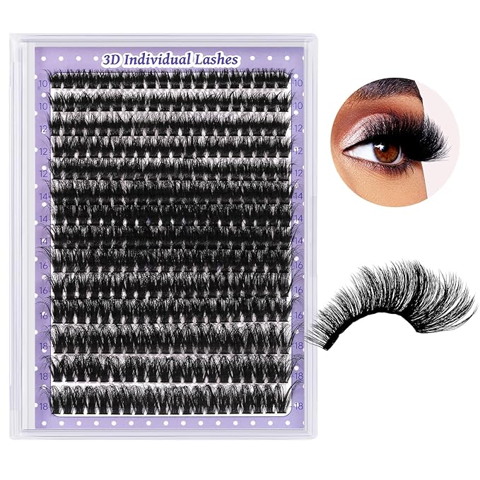 B&Qaugen Lash Clusters 3D Thick Eyelash Clusters 280pcs Cluster Eyelash Extensions 10-18mm 90D Wispy Individual Lashes Volume Lash Clusters DIY Lash Extensions at Home (90D-MIX10-18mm), Black