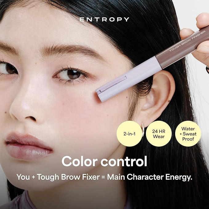ENTROPY MAKEUP Tough Brow Finisher, 2-In-1 Brow Tint Mascara with Built-In Comb, Skinny Brush, Long-Lasting, Lightweight, Natural Hold and Soft Tint, Dark Lavender