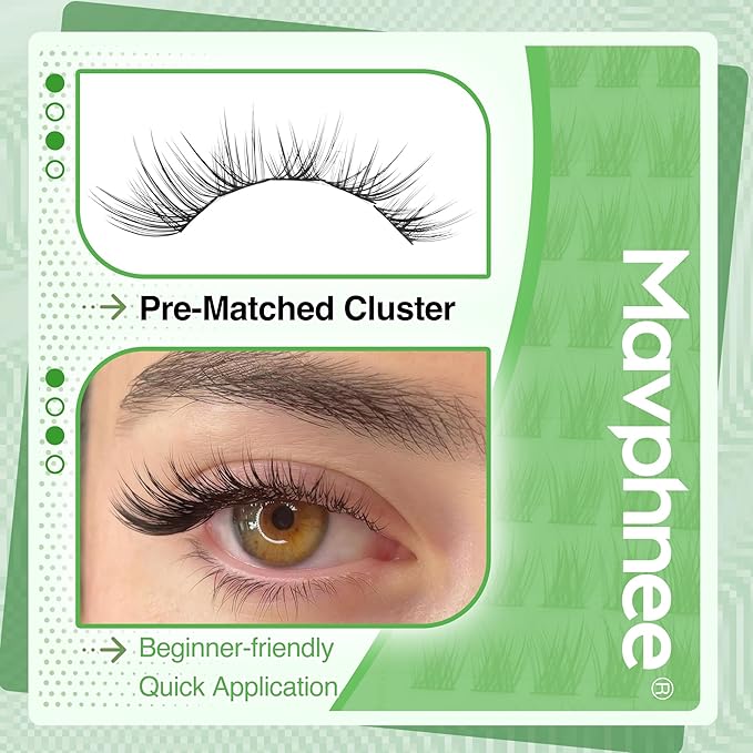 Cat Eye Lash Clusters Natural Eyelash Extension Half Lashes Wispy Individual Lash Extensions Pestañas postizas Left & Right Eyelashes Clusters C-Curly Corner Cluster Lashes Beginner-Friendly DIY Lash