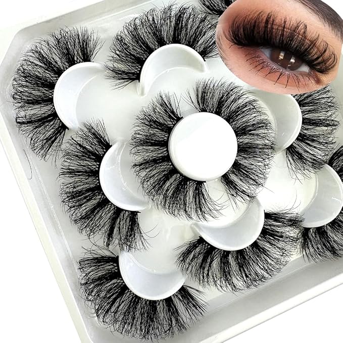 HBZGTLAD new 5 Pairs 25 mm 3d Mink Lashes Bulk Faux with Custom Natural Mink Lashes Pack Short Wholesales Natural False Eyelashes (XM556)
