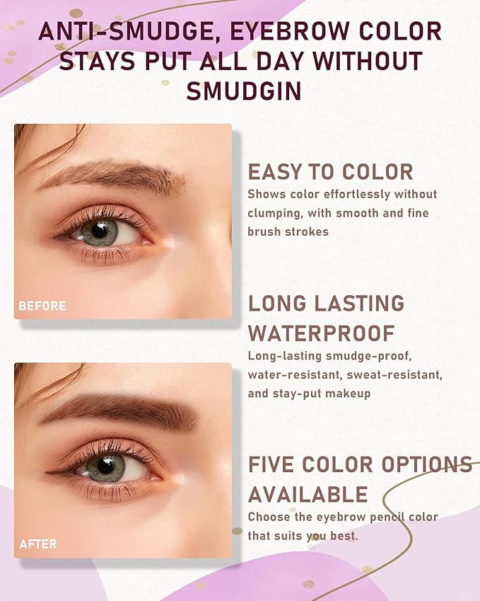 Eyebrow Pencil for Women, 12Pcs Light Brown Ultra-Fine Eye Brow Pencil Set, Easy to Color, Longlasting Waterproof Eyebrow Tint Pen Kit for Define Shape & Fill Brow,Thanksgiving Makeup Gift for Girl-02