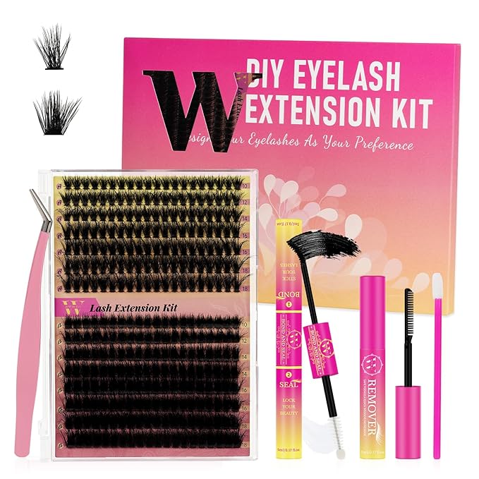 Lash Clusters Kit 300pcs 70D+90D DIY Individual Lashes Extension Kit Cluster Eyelash Extensions with Lashes Clusters Bond and Seal Eyelash Remover Lashes Applicator Tool at Home(D-Mix10-18mm)