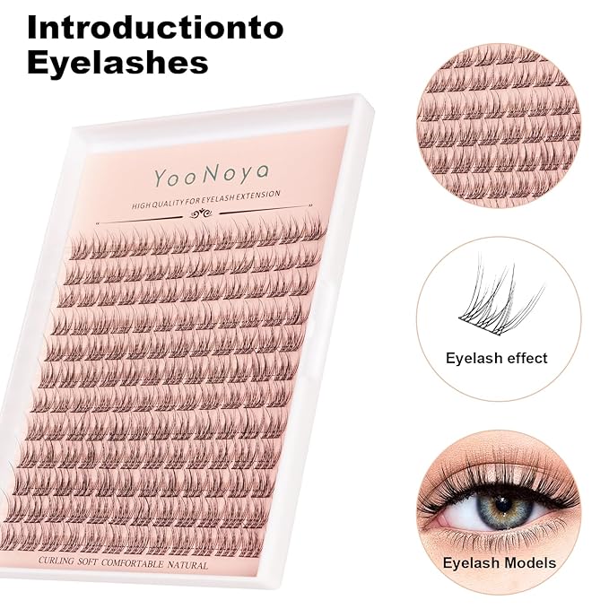 Wispy Cluster Lashes 144 Pcs 10-12mm Mix Natural Individual Eyelashes Wispy C Curl DIY Cluster Eyelash Extensions Super Thin Band Eyelashes (QF-10-12mm)