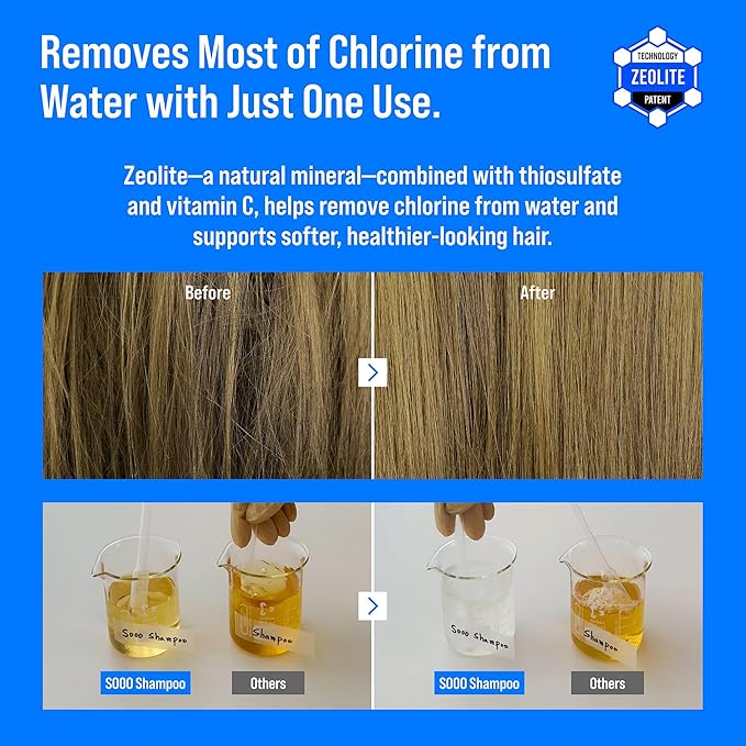 SOOO Swim Shampoo, Chlorine Removal After Swim Shampoo for Swimmers, Removes Salt & Residue, Refreshing dry itchy Scalp & Pool Odor, Centella Asiatica, Citrus Scent, Silicone-Free Paraben-Free 16.9Oz