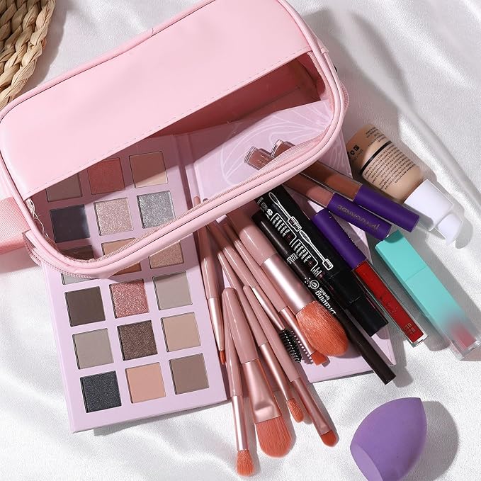 Full Makeup Kit for Women - 18 Eyeshadows, 3 Lipsticks, Blush Oil, Mascara, Eyeliner, Eyebrow Pencil, Foundation, Sponge, Makeup Bag & 8pcs Brushes