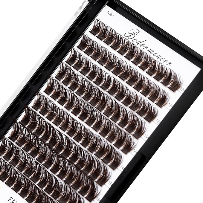 Bodermincer Lash Clusters D Curl Black/Brown/Colored Lashes 10-12-14/12-14-16/16-18-20mm Mixed Lash Clusters Kit For Beginner (M01-Black Brown-12-14-16mm MIX)