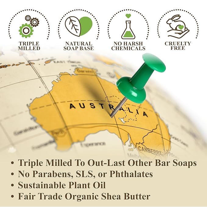 BELA Romantic Gardenia Soap 3.3 OZ Pack of 6, Long Lasting French Triple Milled Bar Soap with Organic Shea Butter Hand, Face and Body Wash Bar, Made in Australia
