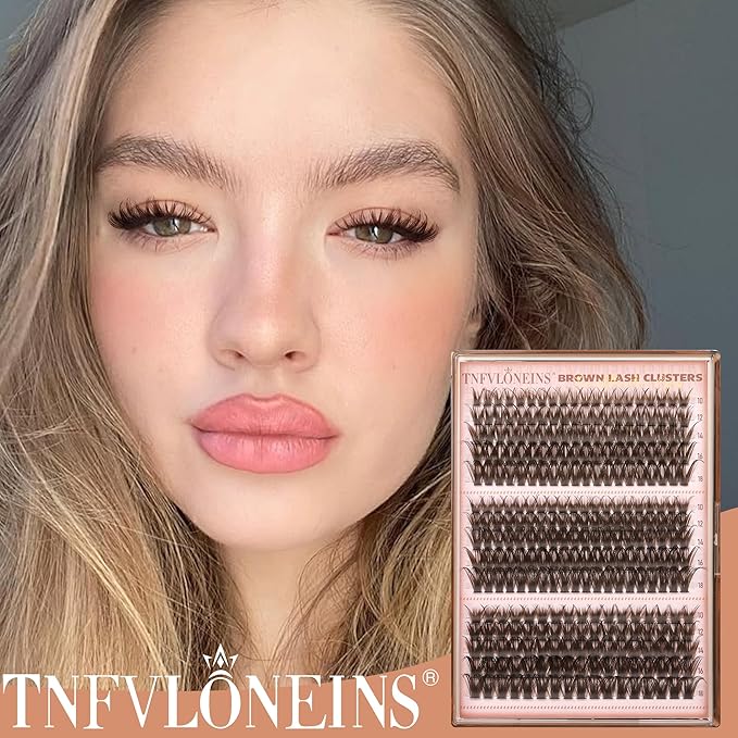 Brown Lash Clusters Wispy Cluster Eyelash Extensions D-curly Eyelash Clusters with Spikes Dark Brown Individual Lashes Manga Fairy Lash Extension by TNFVLONEINS (Brown,10-18MM,3 Styles)