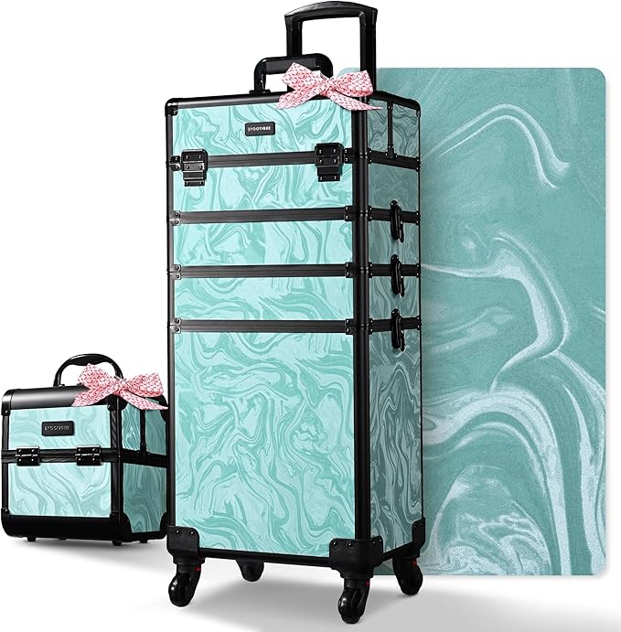 BYOOTIQUE Rolling Makeup Train Case with Portable Cube Case Cosmetic Organizer