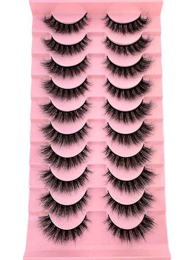 HBZGTLAD New 10 Pairs 3D Mink Lashes False Eyelashes Handmade Wispy Fluffy Long Lashes Natural Eye Makeup Tools Eye Lashes (9-6)