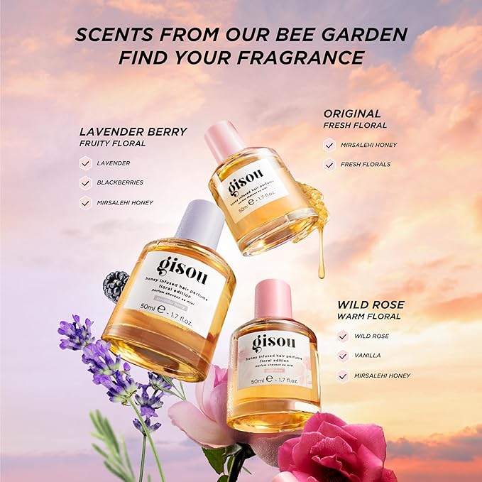 Gisou Honey Infused Hair Perfume, A Delicate Hair Fragrance with Sweet Notes of Honey, Nourishing and Hydrating Hair Shine Spray (1.7 fl oz) (Wild Rose)