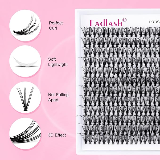Eyelash Extension Kit Lash Bond and Seal Lash Clusters with Eyelash Tweezer Lash Glue for Individual Lashes Lash Applicator Tool for DIY Lash Extension Kit Makeup (Set 20D-0.07D, 15-20mm)