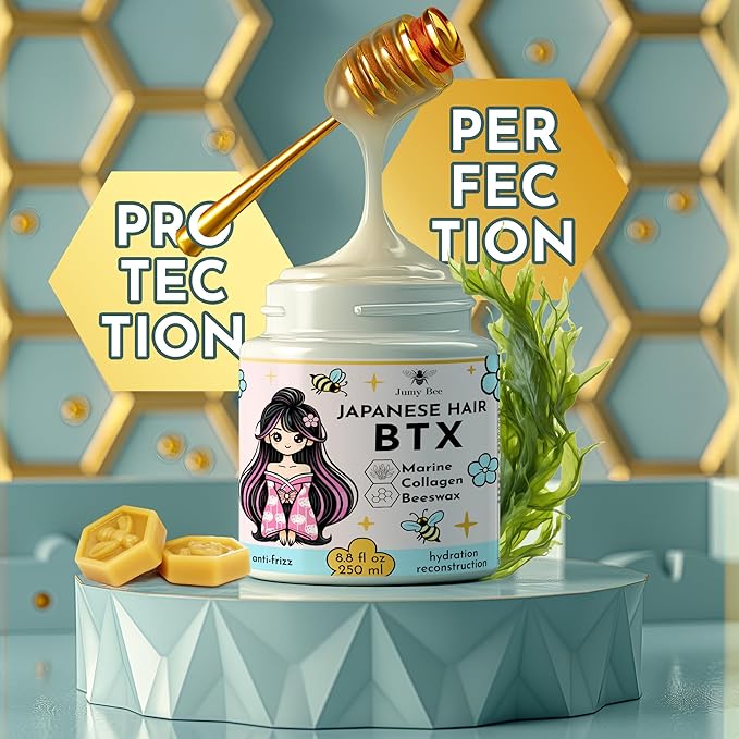 HAIR MASK FOR DAMAGED HAIR TREATMENT Japanese BTX - 8.8 oz Collagen & Keratin Treatment with Beeswax & Seaweed, Intense Hydration, Anti-Frizz,Formaldehyde-Free,Protein Coating for Dry and Damaged Hair