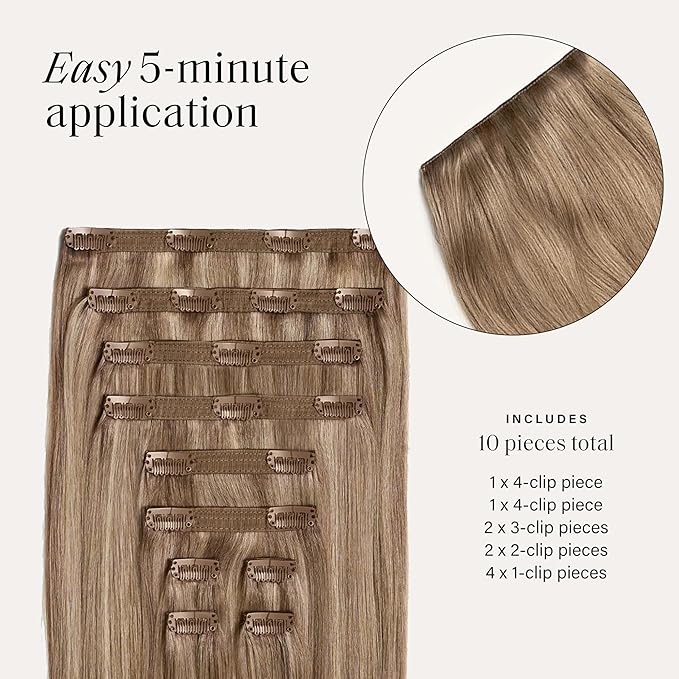 Luxy 100% Remy Human Hair, Classic 160g Clip-In Hair Extensions - 10 Wefts Multi-Dimensional Color for Natural Blending, Adds Volume & Length, Easy Apply & Remove 20" Dimensional Natural Blonde