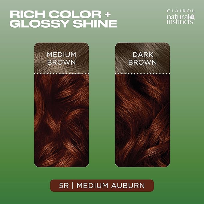 Clairol Natural Instincts Demi-Permanent Hair Dye, 5R Medium Auburn Hair Color, Pack of 1