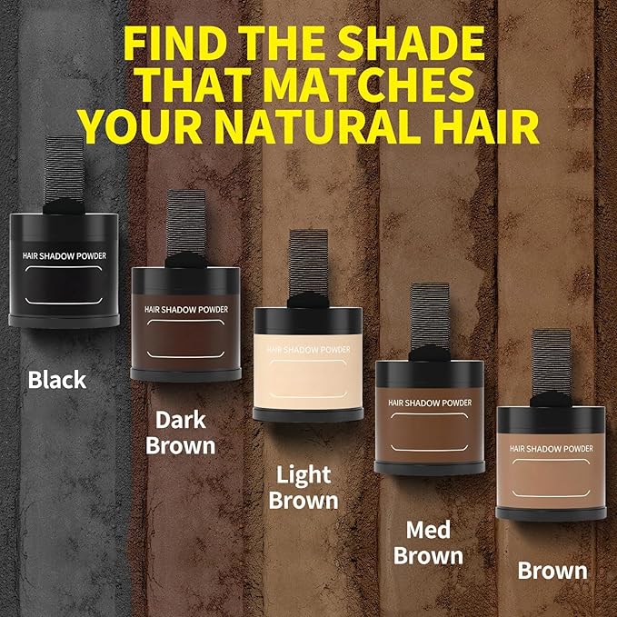 Gowwim Root Touch up Powder, Instantly Gray Hair Cover up Hairline Powder for Women & Men Waterproof and Sweatproof Root Cover Up Long-Lasting for Thinning & Loss Hair (Light Brown, 10g)