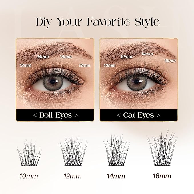 BEFER Lash Clusters, 144 Pcs 3D Curl Eyelash Clusters Volume Individual Lashes Extensions 10-16MM Wispy Eyelash DIY At Home(kind, ZE01)