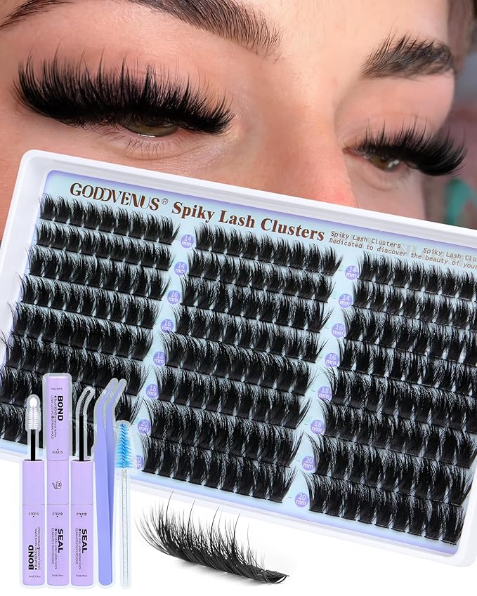 Fairy Lash Clusters Kit Wispy Volume Eyelash Clusters with Spikes Manga Cluster Eyelash Extensions Kit D Curl Fluffy Anime Individual Lash Extension Kit With Waterproof Lash Cluster Glue