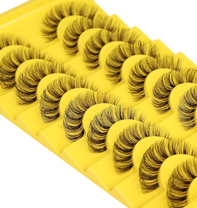 Russian Strip Lashes D Curl zanlufly Fluffy Wispy Clear Band False Eyelashes Cat Eye 6D Lashes Pack