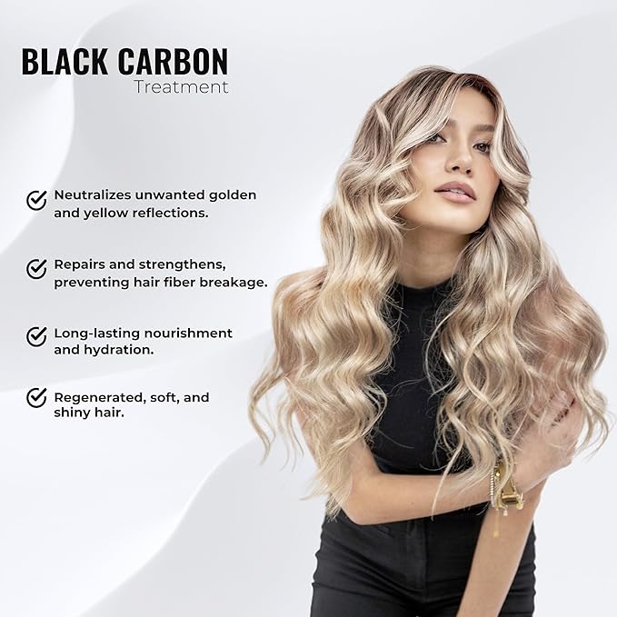 abril et nature - Professional Black Carbon Toning Mask - Special for blonde, bleached and gray hair - Eliminates yellow tones - Nourishes, Hydrates and Intensely Repairs - 1000ml