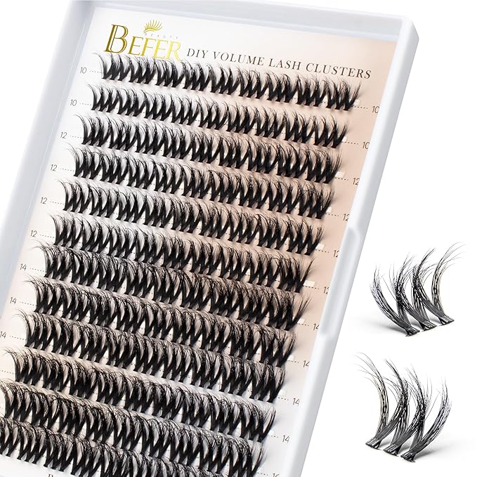 BEFER Lash Clusters, 108 Pcs 3D Curl Eyelash Clusters Volume Individual Lashes Extensions 10-16MM Wispy Eyelash DIY At Home(Brave, ZE11)