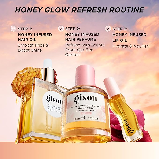 Gisou Honey Infused Hair Perfume Mini – Long-Lasting Hair Fragrance with Mirsalehi Honey & Argan Oil, Wild Rose, 0.5 Fl Oz
