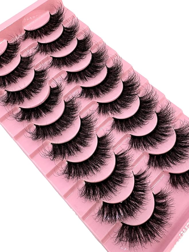 HBZGTLAD New 10 Pairs 3D Mink Lashes False Eyelashes Handmade Wispy Fluffy Long Lashes Natural Eye Makeup Tools Eye Lashes (823)