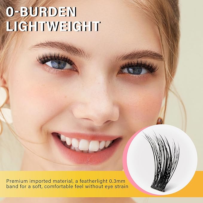 Lash Clusters 8-16mm, False Eyelashes 288pcs, Cluster Eyelash Extensions Matte Black Soft, Diy Lash Extensions D Curl Natural Lash Clusters Faux Mink Lashes Wispy（Pizazz,288pcs,0.07,D,8-16MIX)