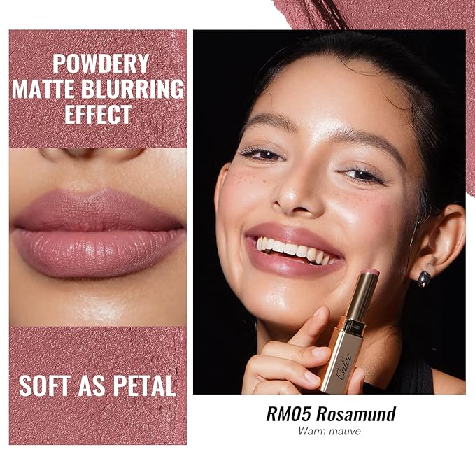 Oulac Mauve Pink Nude Matte Lipsticks for Women, Silky Velvet Matte Lipstick, Soft Smooth Texture, High Impact Lip Color, Not Dry Lightweight Formula Infused with Vitamin E, Vegan&Cruelty Free RM05