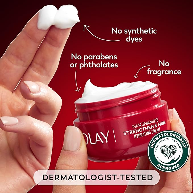 Olay Regenerist Niacinamide Face Moisturizer, Strong & Firm Cream for Women, Anti-Aging, Anti-Wrinkle, Firming Skin Care, Evens, Hydrates to Repair Barrier, Recyclable Eco Jar, Non-Greasy, 2 oz