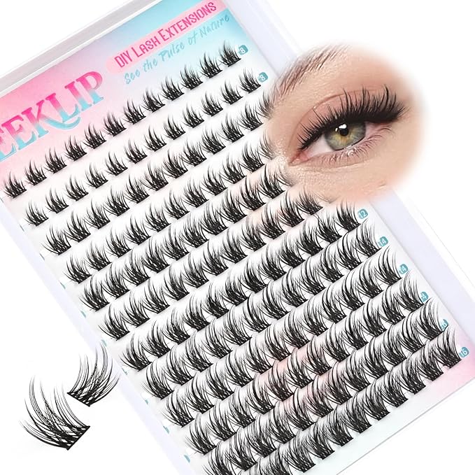 Lash Clusters Anime Spiky Eyelash Extensions Triple Spikes Doll Manga Lash Clusters 8-16MM C Curl 144Pcs Cosplay Doe Eyed Individual Lashes for DIY at Home (Lavender)
