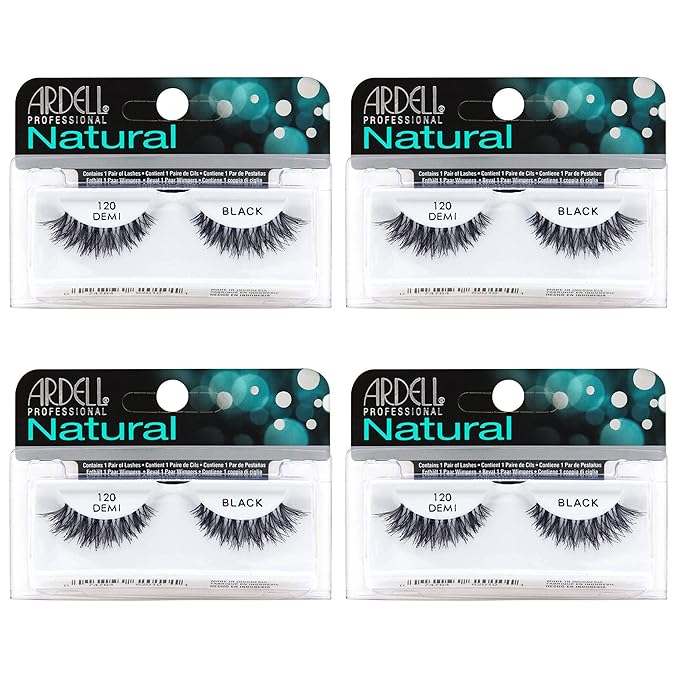 Ardell Natural Lashes False Eyelashes 120 - Black, Natural Look Strip Lashes, Reusable - 4 Pack