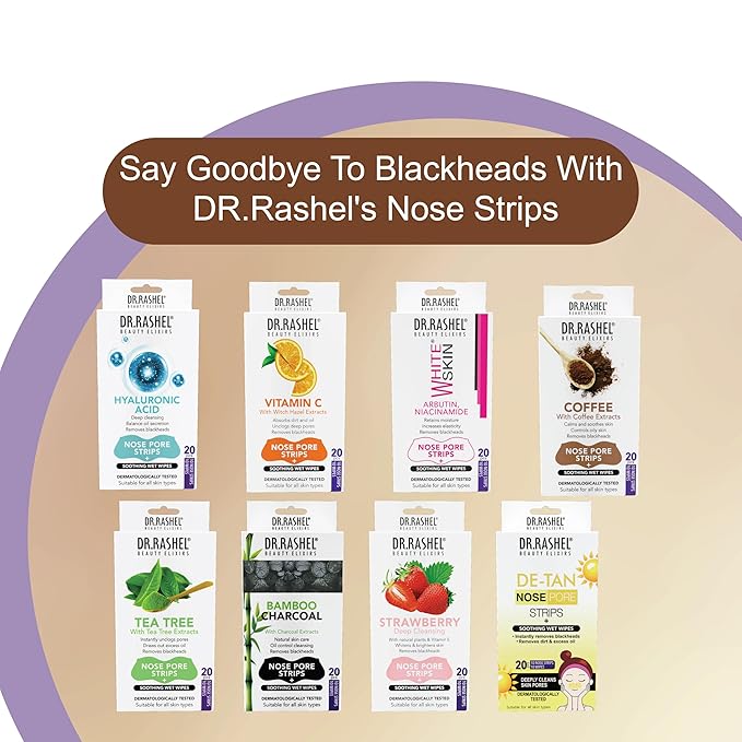 DR.RASHEL Coffee Nose Pore Strips For Pore Cleansing, Instant And Painless Blackheads Removal | Deep Purifying Blackhead Remover Strips for Nose | 20 PCS (10 Strips & 10 Wipes)