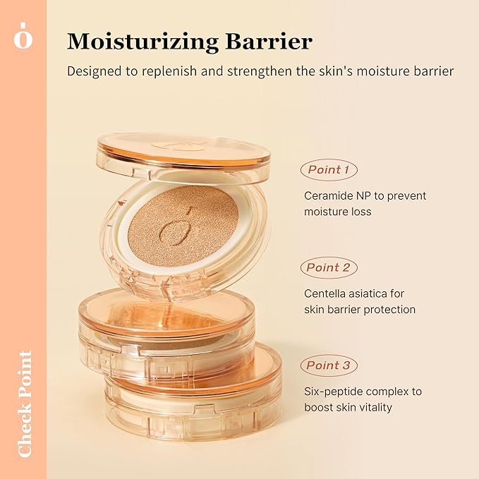 Skin Barrier Glow Cover Cushion, All-day Coverage, Glow Finish, Lightweight, Skincare-Like Texture, Non-cakey Makeup, Korean Cushion Foundation (#31N Sand, 0.15 oz)