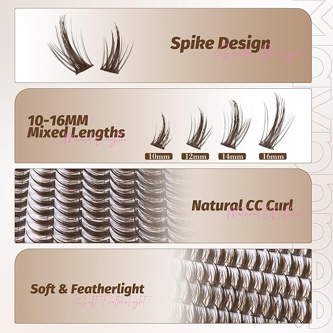 Manga Lash Clusters Anime Eyelash Clusters Spiky Lash Extensions Fairy Individual Eyelashes Wispy Cluster Lashes Spikes Natural Cluster Eyelash Extensions (10-16MM, 150 Pcs)