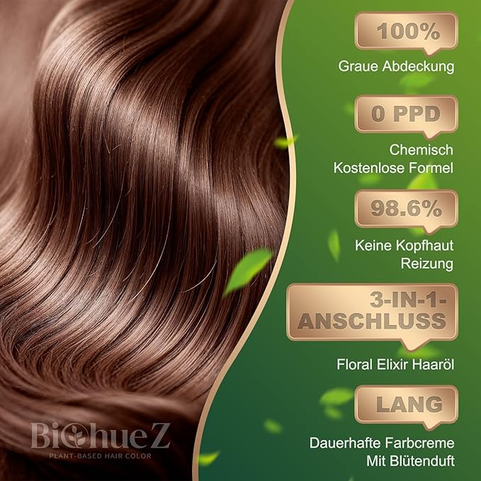 Permanent Hair Dye Gray Coverage Hair Dye PPD-Free Hair Color Kit 4A Cream Latte Brown