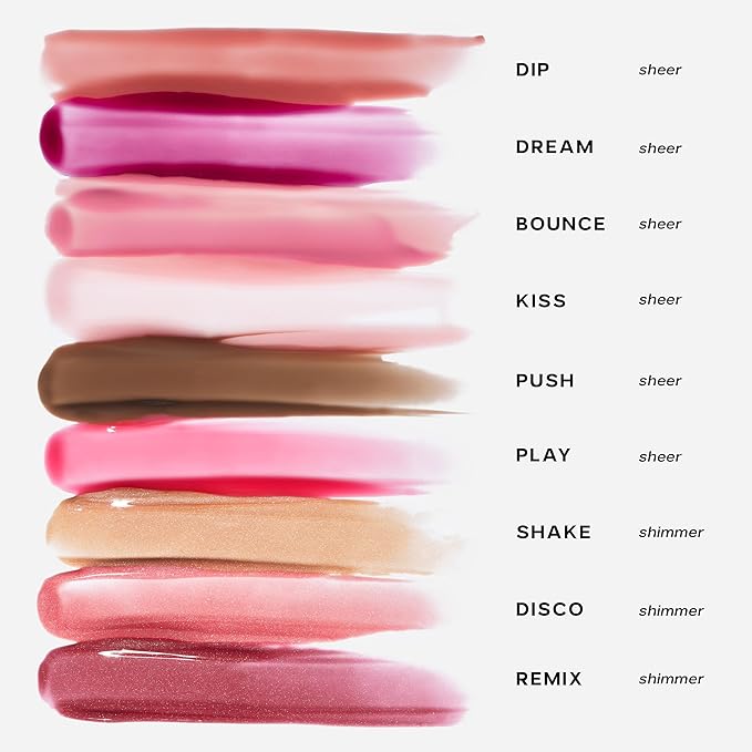 Saie Glossybounce - Hydrating Lip Gloss and Tinted Lip Oil Hybrid with Hyaluronic Acid & Jojoba Oil for Non-Sticky, Ultra-Shiny, Plump & Soft Lips - Everyday Makeup Essential - Shake (.17 oz)