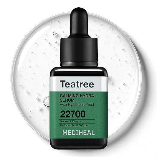 Mediheal Teatree Calming Serum 1.35 fl.oz - Quick Skin Calming and Redness Relief - Sebum Care, Oil Moisture Balance & Deep Moisturization with Hyaluronic Acid