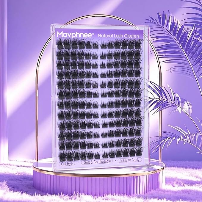 Fairy Lash Clusters Cat Eye Eyelash Clusters Wispy Cluster Lash Extensions Wet Look Individual Lashes Left Right Eye Cluster Eyelash Extensions 144Pcs DIY Lashes Pack by Mavphnee