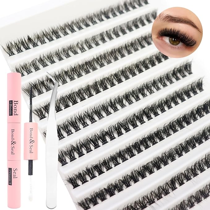 DAODER Short Lash Extension Kit 50D Natural Lash Clusters Kit Wispy Fluffy Eyelash Extension Kit D Curl Individual Lashes Kit 9-13MM Thick Short Eyelash Clusters(Thick Short Eyelash Extension Kit 50P)