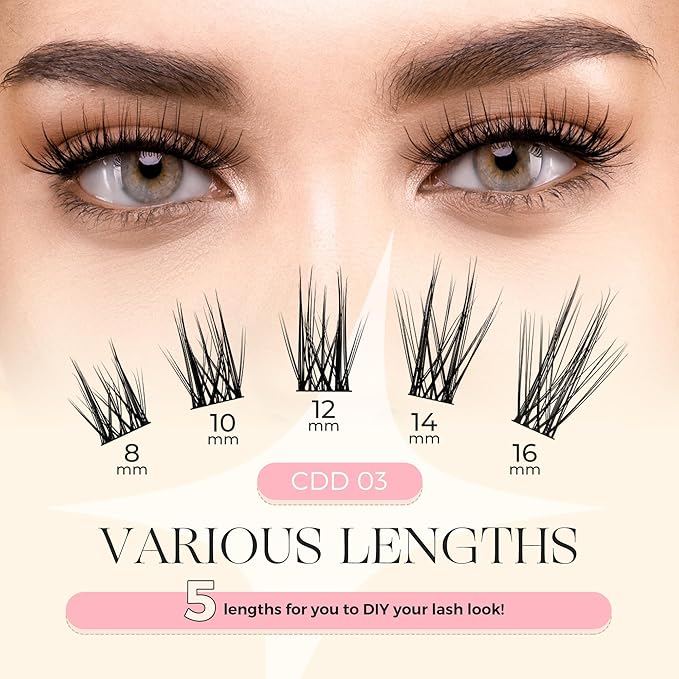 WINKGIGGLE Lash Clusters DIY Eyelash Extensions Natural Volume, Individual Wispy Lashes Clusters for Home Application