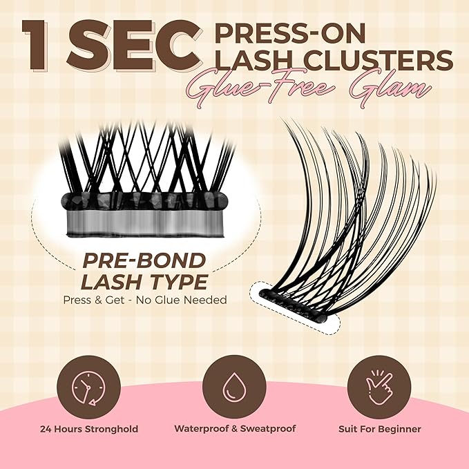 WINKGIGGLE Self Adhesive Eyelashes Kit, Pre Glued Press On Lashes No Glue No Remover Needed for Beginners