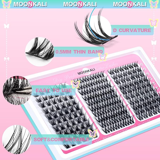 Natural Lash Clusters Wispy Eyelash Clusters 3 Styles Mix Natural Cluster Eyelash Extensions D Curly Soft Individual Lashes 10-16 mm Mix Length Natural Look Lashes Clusters with Thin Lash Band