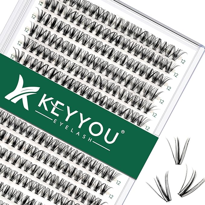 Lash Clusters 300pcs Eyelash Clusters 30D 0.07D Curl 12mm DIY Eyelash Extension KEYYOU Large Tray Volume Soft&Natural Individual Lashes(30D-0.07D,12）