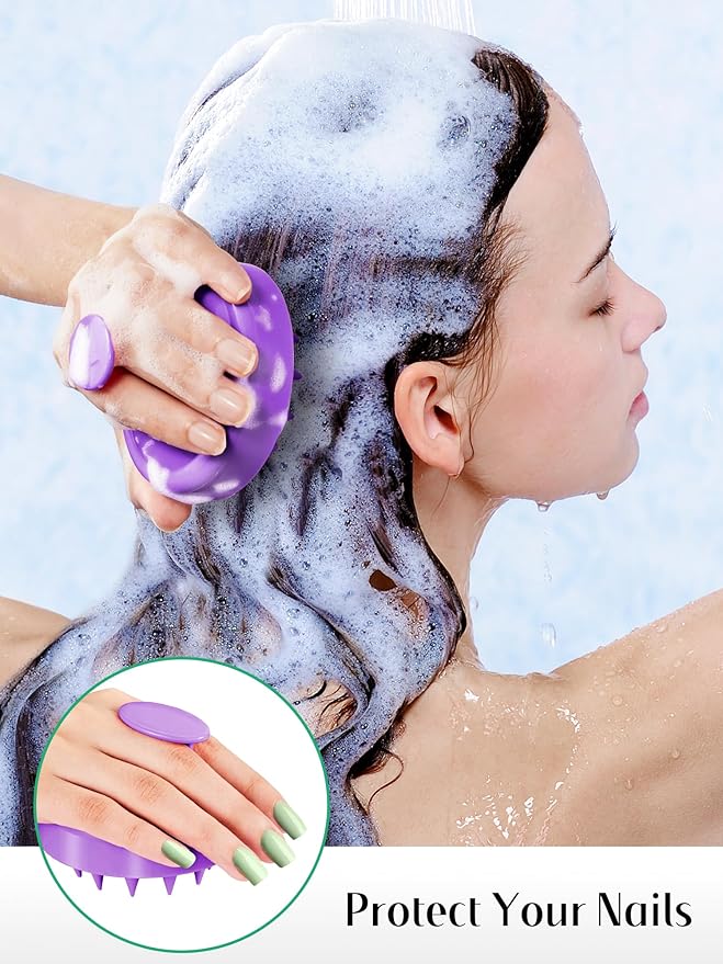 HEETA Scalp Massager Hair Growth 2-Pack, Soft Silicone Scalp Scrubber Shampoo Brush for Exfoliation Dandruff Removal Head Massage Stress Relax, Wet & Dry Use for Women Men Thick Thin Curly Hair Care