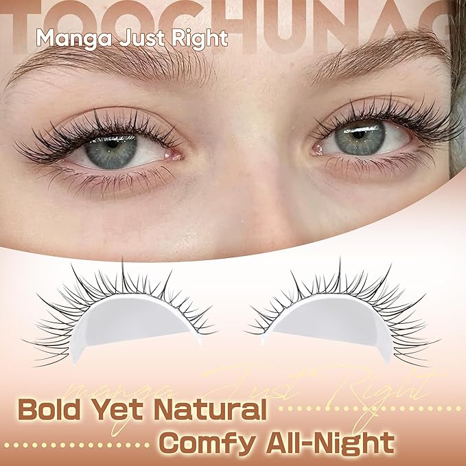 Manga Lash Clusters 9-12mm Short Eyelash Clusters Natural Wispy Individual Lashes C Curve Cluster Eyelash Extensions 0.05mm Thin Band False Eyelashes for Everyday-Use by TOOCHUNAG